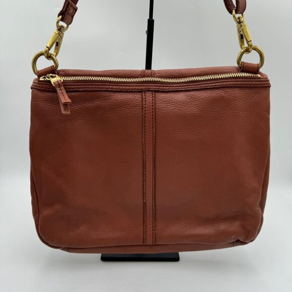 Fossil Erin Foldover Leather Tote Crossbody Bag Dark Brown purse Crossbody - Picture 6 of 10